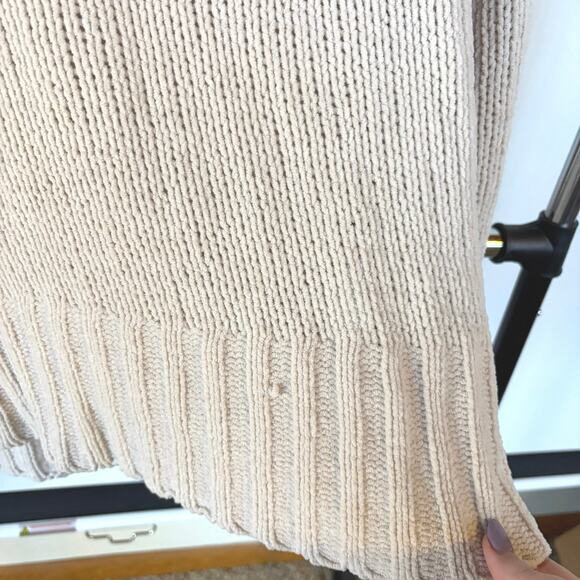 Aerie Crochet Chenille Cream Knit Hoodie Sweater Soft Cozy Oversized Boho Medium - Picture 8 of 14